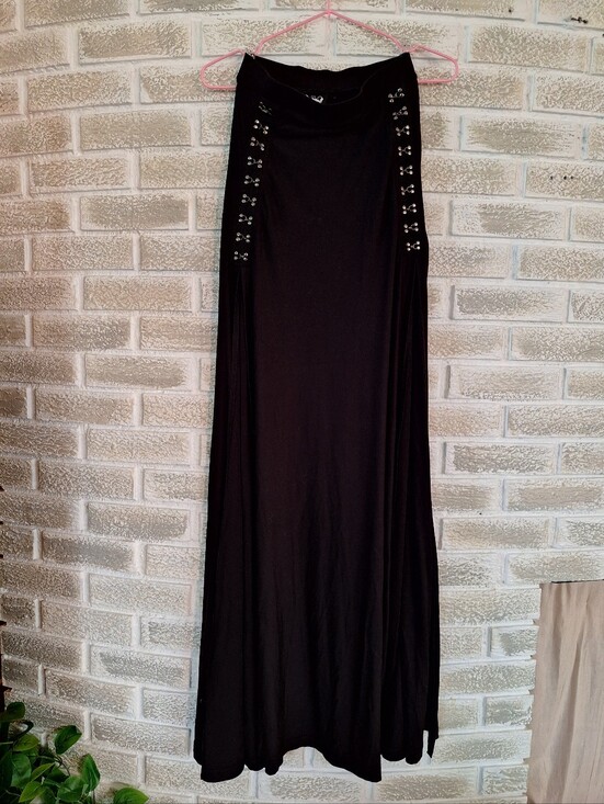 Killstar Dresses & Skirts - KILLSTAR Double Slit Rivets Maxi Skirt - High Waist - Goth Alt Summer Size XS